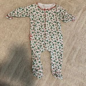 Magnolia baby Christmas pjs with ruffle bottom